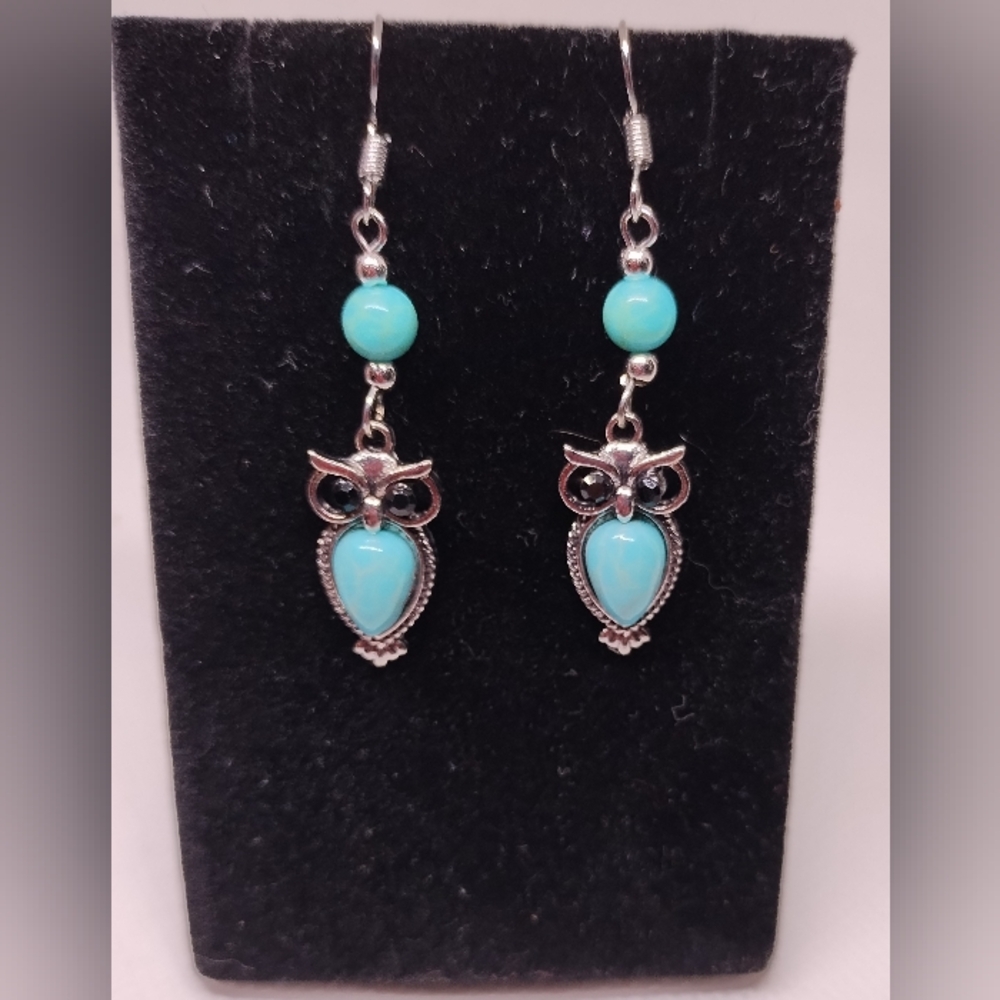 Turquoise Earrings Owls Women's Dangle New f82